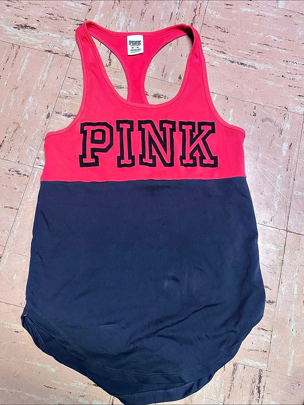 PINK Victoria's Secret Colorblock Racerback Tank Top Pink & Grey
